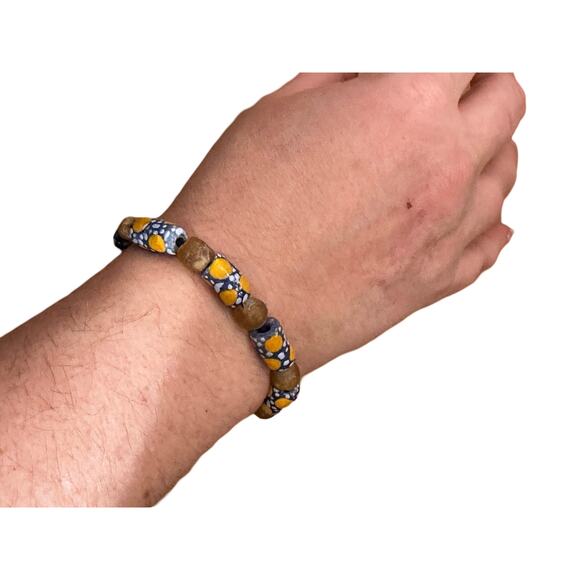 Orange Art Glass Beaded Bracelet - Picture 5 of 6